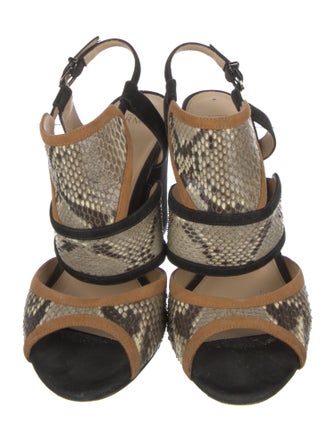 Alexandre Birman Snakeskin Animal Print T-Strap Pumps
