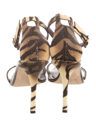 Manolo Blahnik Leather Animal Print Sandals