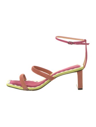 Alexandre Birman Suede Colorblock Pattern Sandals