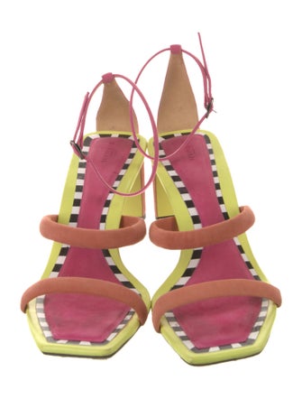 Alexandre Birman Suede Colorblock Pattern Sandals