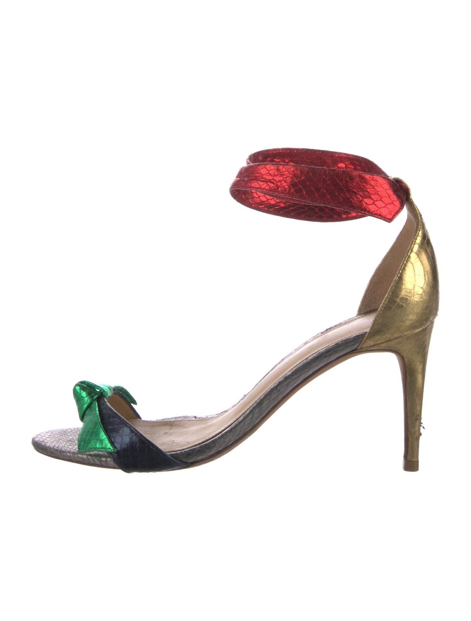 Alexandre Birman Leather Colorblock Pattern Sandals