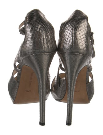 Alexandre Birman Python Animal Print T-Strap Sandals