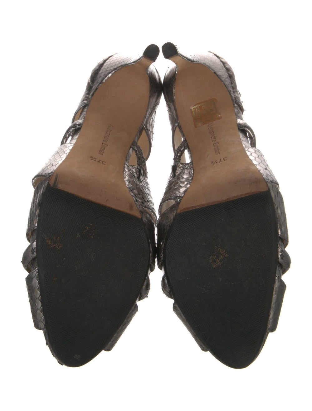 Alexandre Birman Python T-Strap Sandals Silver An… - image 5