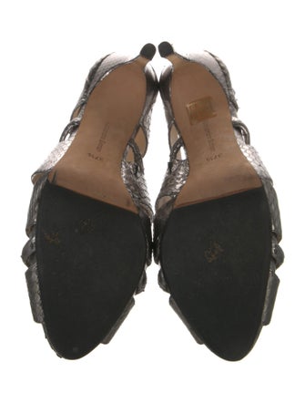 Alexandre Birman Python Animal Print T-Strap Sandals