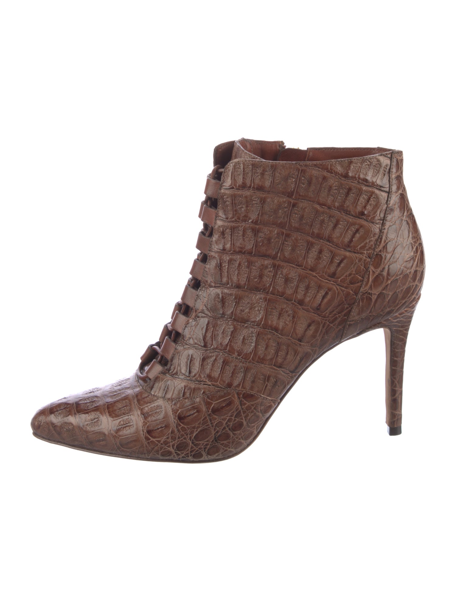 Alexandre Birman Crocodile Animal Print Lace-Up Boots