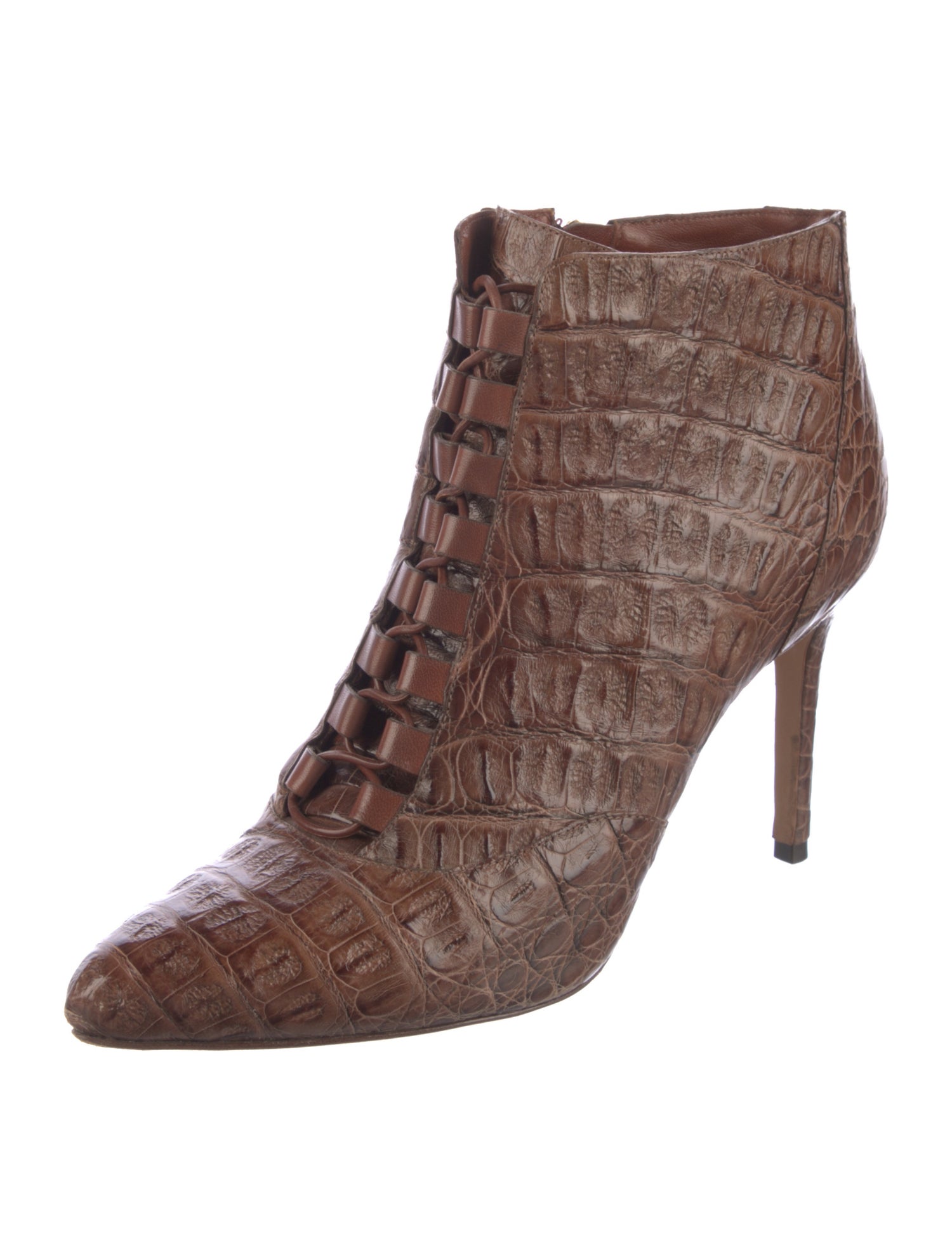 Alexandre Birman Crocodile Animal Print Lace-Up Boots