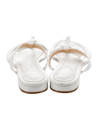 Alexandre Birman Leather Animal Print T-Strap Sandals