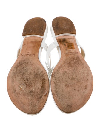 Alexandre Birman Leather Animal Print T-Strap Sandals