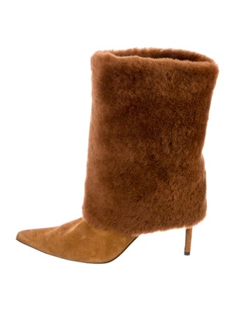 Alexandre Birman Suede Fur Trim Boots