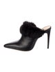 Alexandre Birman Leather Fur Trim Mules