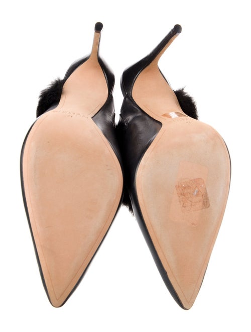 Alexandre Birman Leather Fur Trim Mules