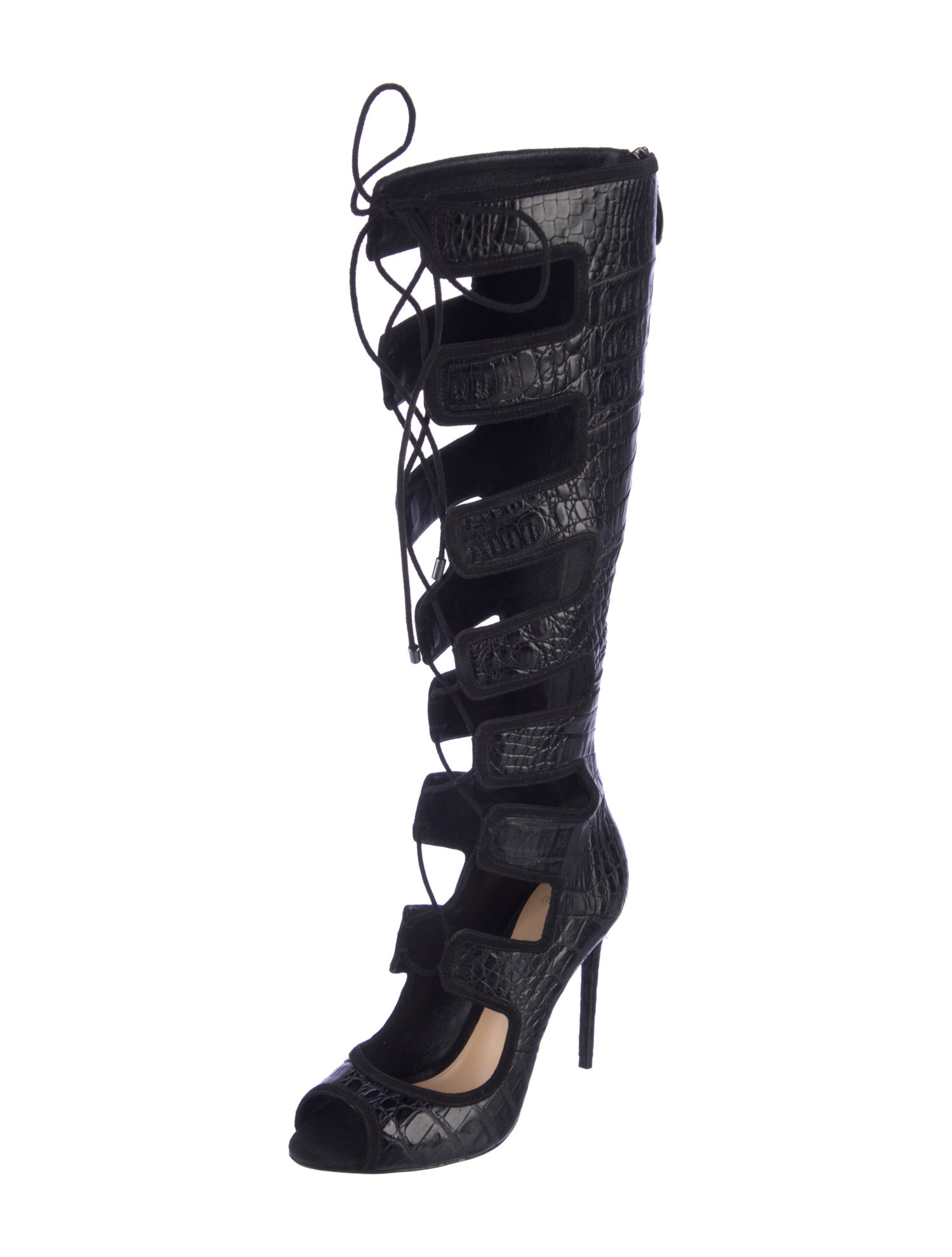 Alexandre Birman Leather Animal Print Lace-Up Boots