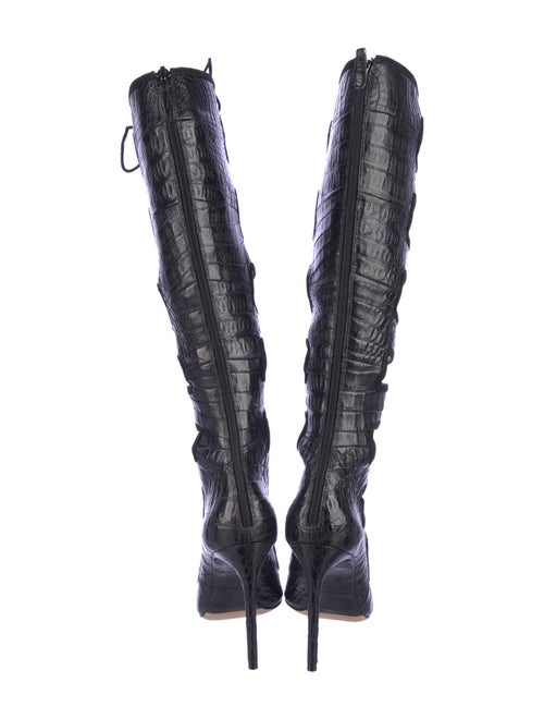 Alexandre Birman Leather Animal Print Lace-Up Boots