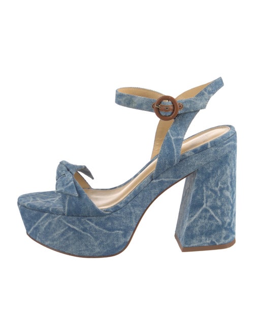 Alexandre Birman Denim Animal Print Slingback Sandals