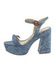 Alexandre Birman Denim Animal Print Slingback Sandals