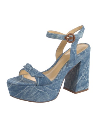 Alexandre Birman Denim Animal Print Slingback Sandals
