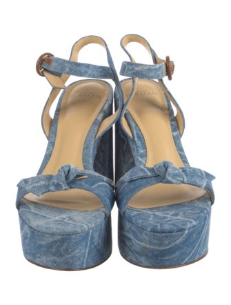 Alexandre Birman Denim Animal Print Slingback Sandals