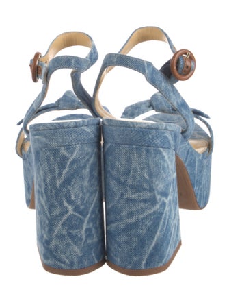 Alexandre Birman Denim Animal Print Slingback Sandals