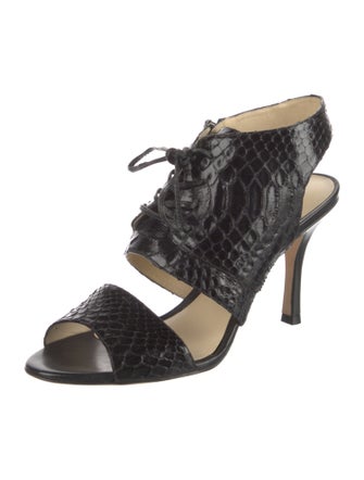 Alexandre Birman Snakeskin Slingback Pumps
