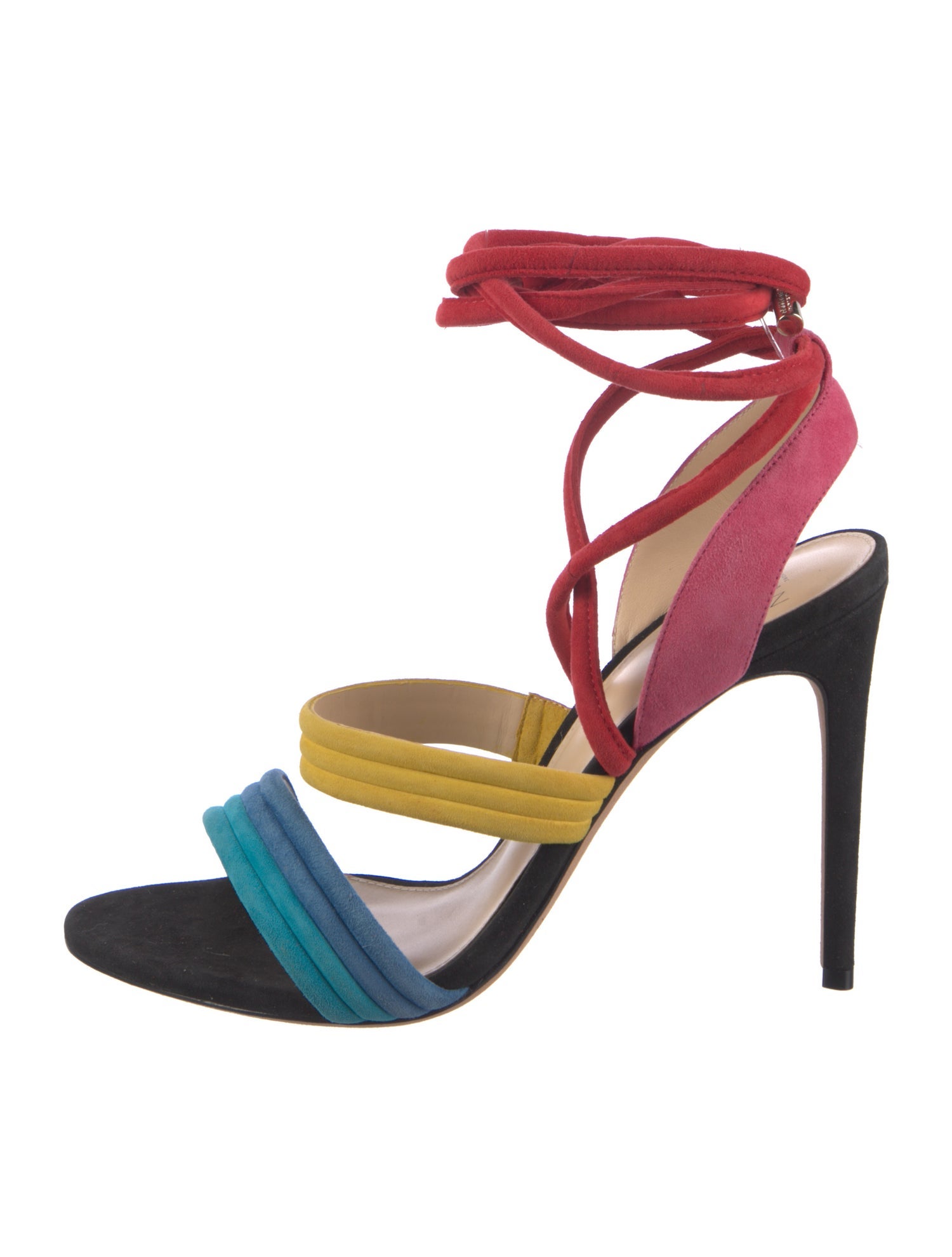 Alexandre Birman Suede Colorblock Pattern Sandals