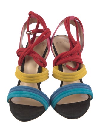 Alexandre Birman Suede Colorblock Pattern Sandals