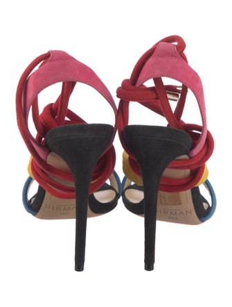 Alexandre Birman Suede Colorblock Pattern Sandals