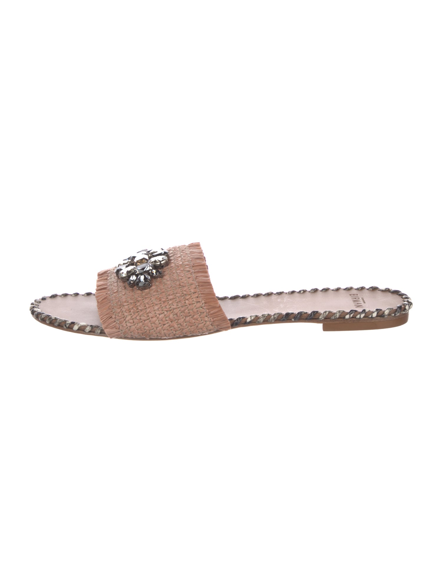Alexandre Birman Raffia Crystal Embellishments Slides