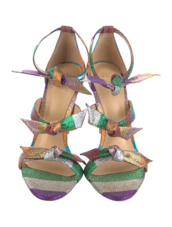 Alexandre Birman Animal Print Glitter Accents Gladiator Sandals