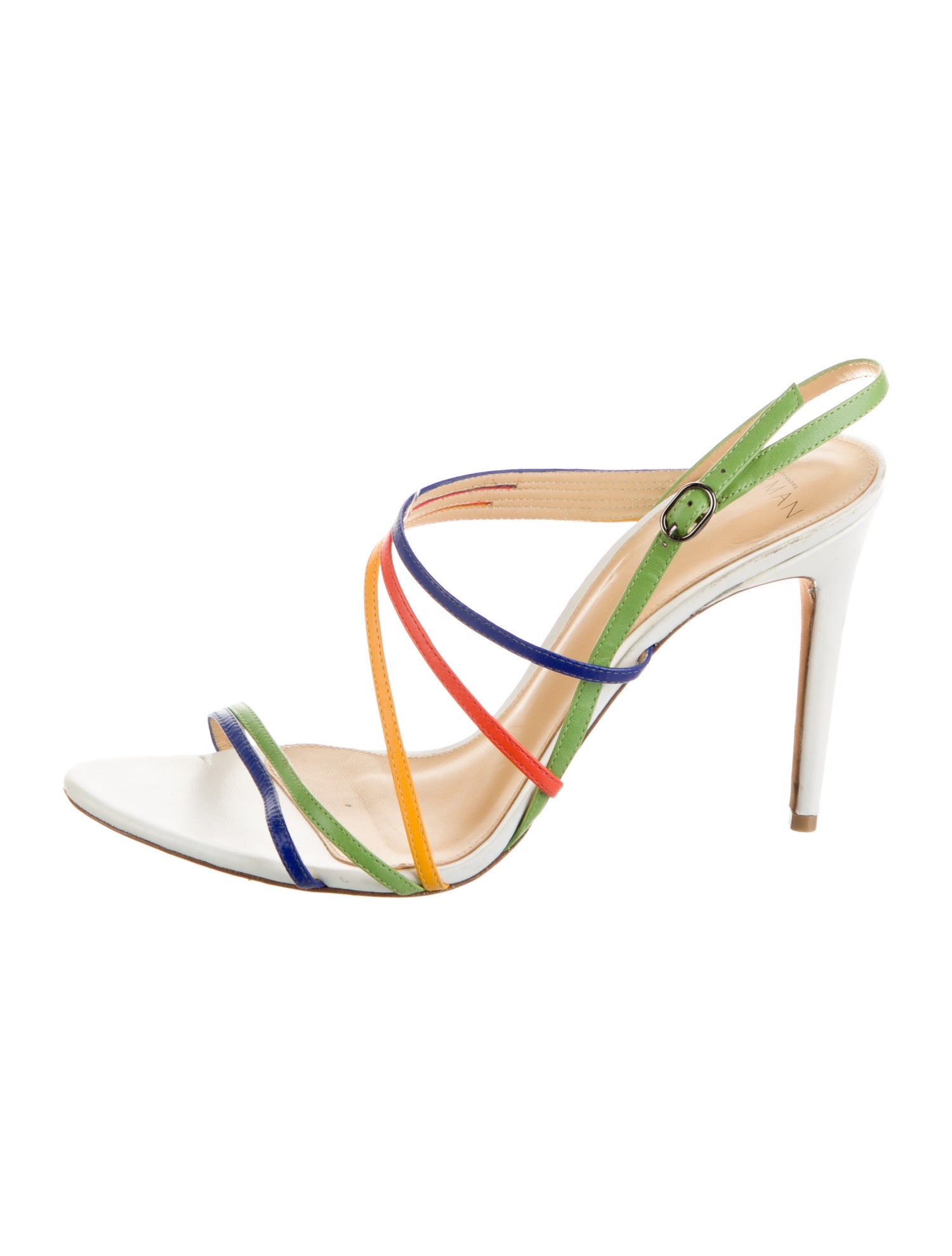 Alexandre Birman Leather Colorblock Pattern Slingback Sandals
