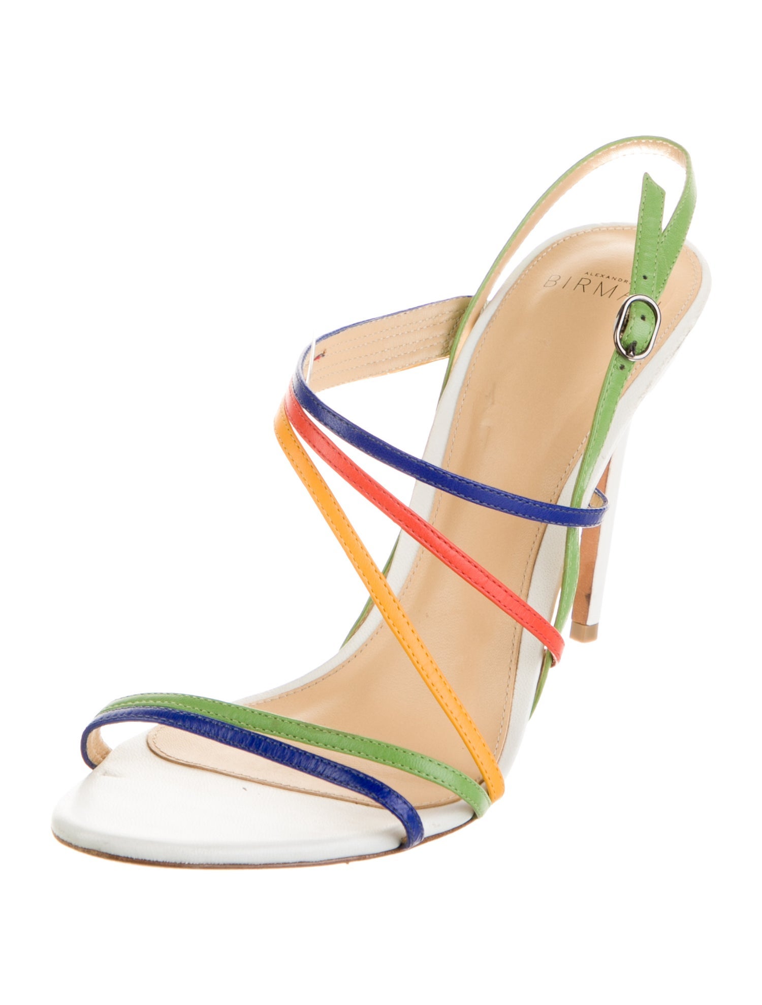 Alexandre Birman Leather Colorblock Pattern Slingback Sandals