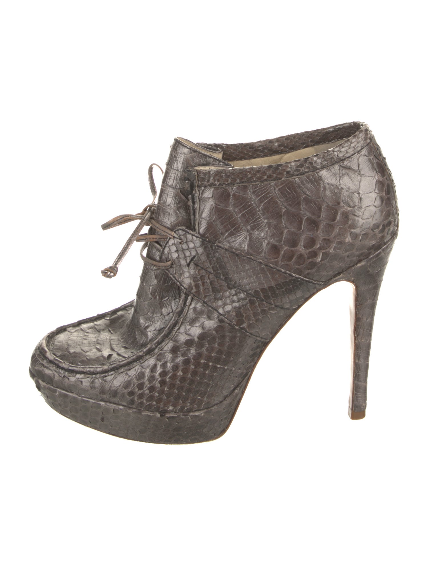 Alexandre Birman Python Animal Print Lace-Up Boots