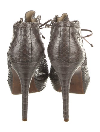 Alexandre Birman Python Animal Print Lace-Up Boots