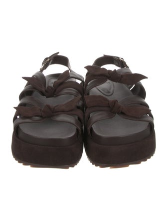 Alexandre Birman Leather Bow Accents Slingback Sandals