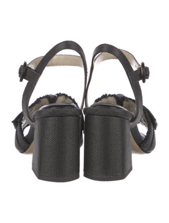 Alexandre Birman Raffia Raw-Edge Trim Sandals