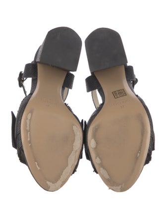 Alexandre Birman Raffia Raw-Edge Trim Sandals