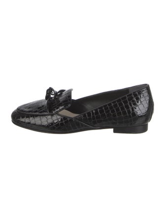 Alexandre Birman Embossed Leather Tassel Accents Mary Jane Flats