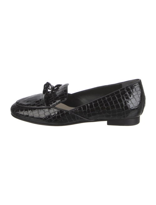 Alexandre Birman Embossed Leather Tassel Accents Mary Jane Flats