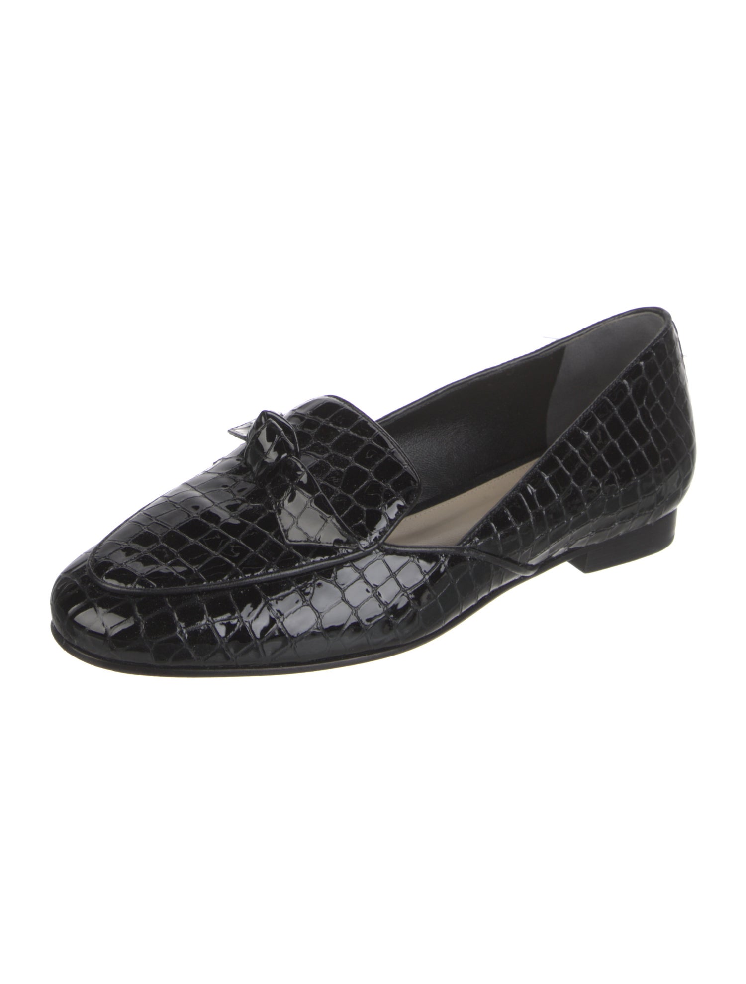 Alexandre Birman Embossed Leather Tassel Accents Mary Jane Flats