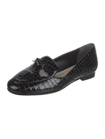 Alexandre Birman Embossed Leather Tassel Accents Mary Jane Flats