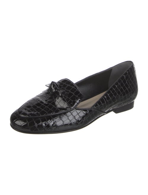 Alexandre Birman Embossed Leather Tassel Accents Mary Jane Flats