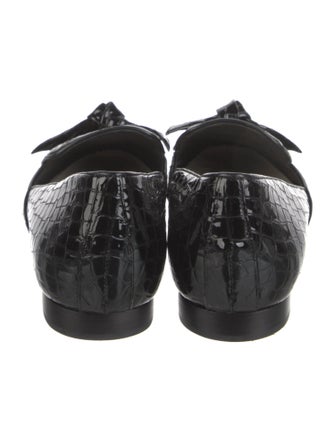 Alexandre Birman Embossed Leather Tassel Accents Mary Jane Flats