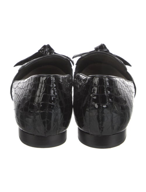 Alexandre Birman Embossed Leather Tassel Accents Mary Jane Flats