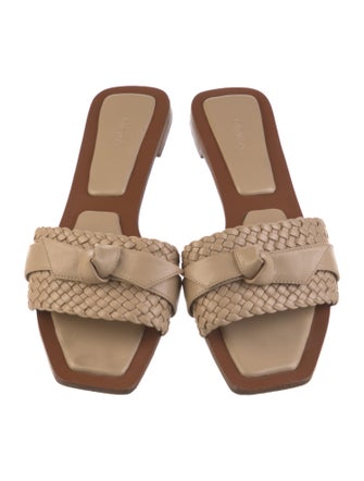 Alexandre Birman Leather Bow Accents Slides
