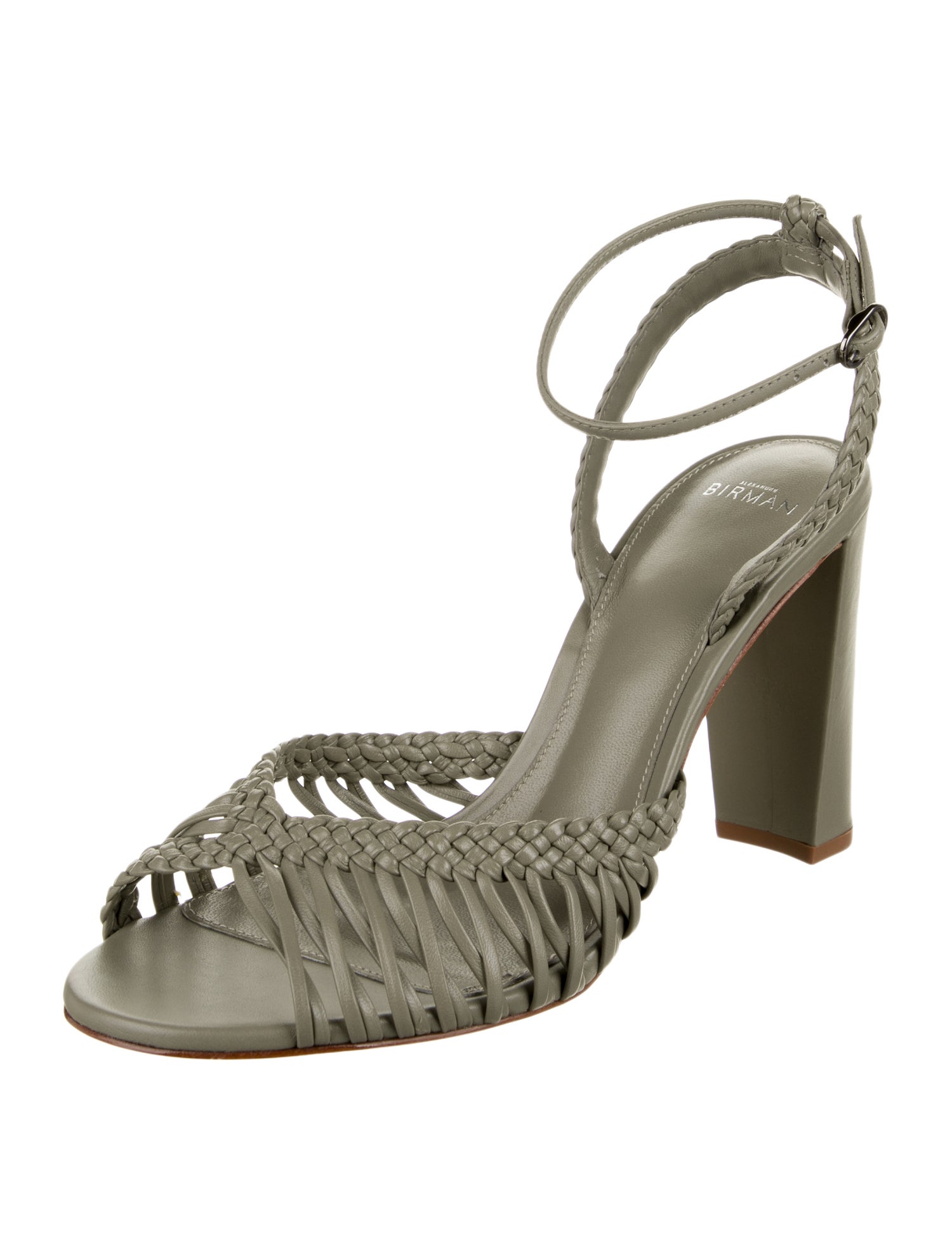 Alexandre Birman Embossed Leather Braided Accents Sandals