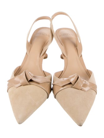 Alexandre Birman Suede Bow Accents Slingback Pumps