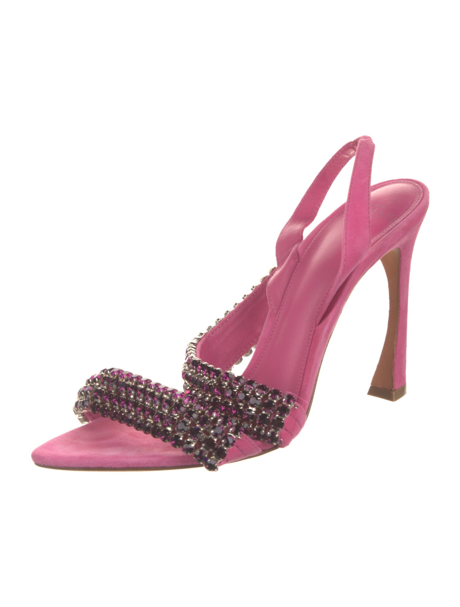 Alexandre Birman Suede Crystal Embellishments Slingback Sandals