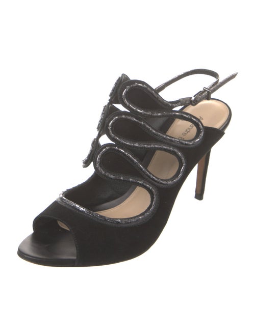 Alexandre Birman Suede Leather Trim Embellishment Slingback Sandals