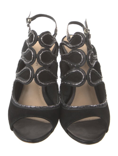 Alexandre Birman Suede Leather Trim Embellishment Slingback Sandals