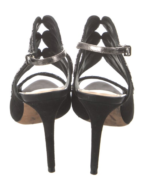 Alexandre Birman Suede Leather Trim Embellishment Slingback Sandals