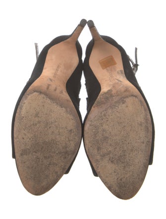 Alexandre Birman Suede Leather Trim Embellishment Slingback Sandals